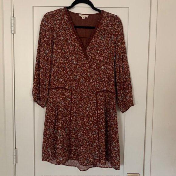 Lucky Brand NWT Floral Mini Dress XS Cottagecore Boho Fall - Picture 11 of 14